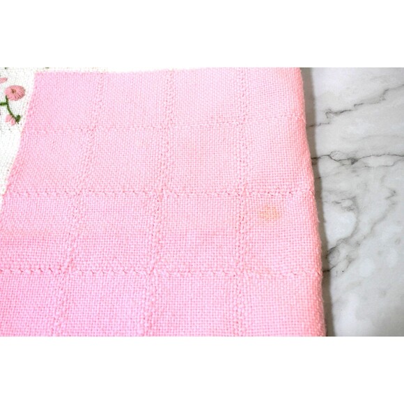 Vintage Baby Blanket Pink Flowers White Beautiful Intricate Knit - Picture 8 of 12